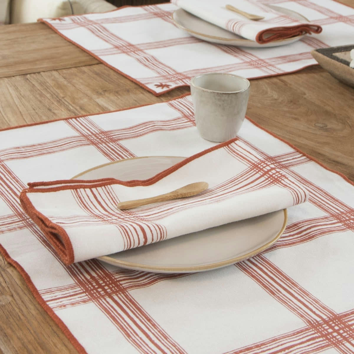 MADRAS - Serviettes de table (x4) coton  45x45 terracotta