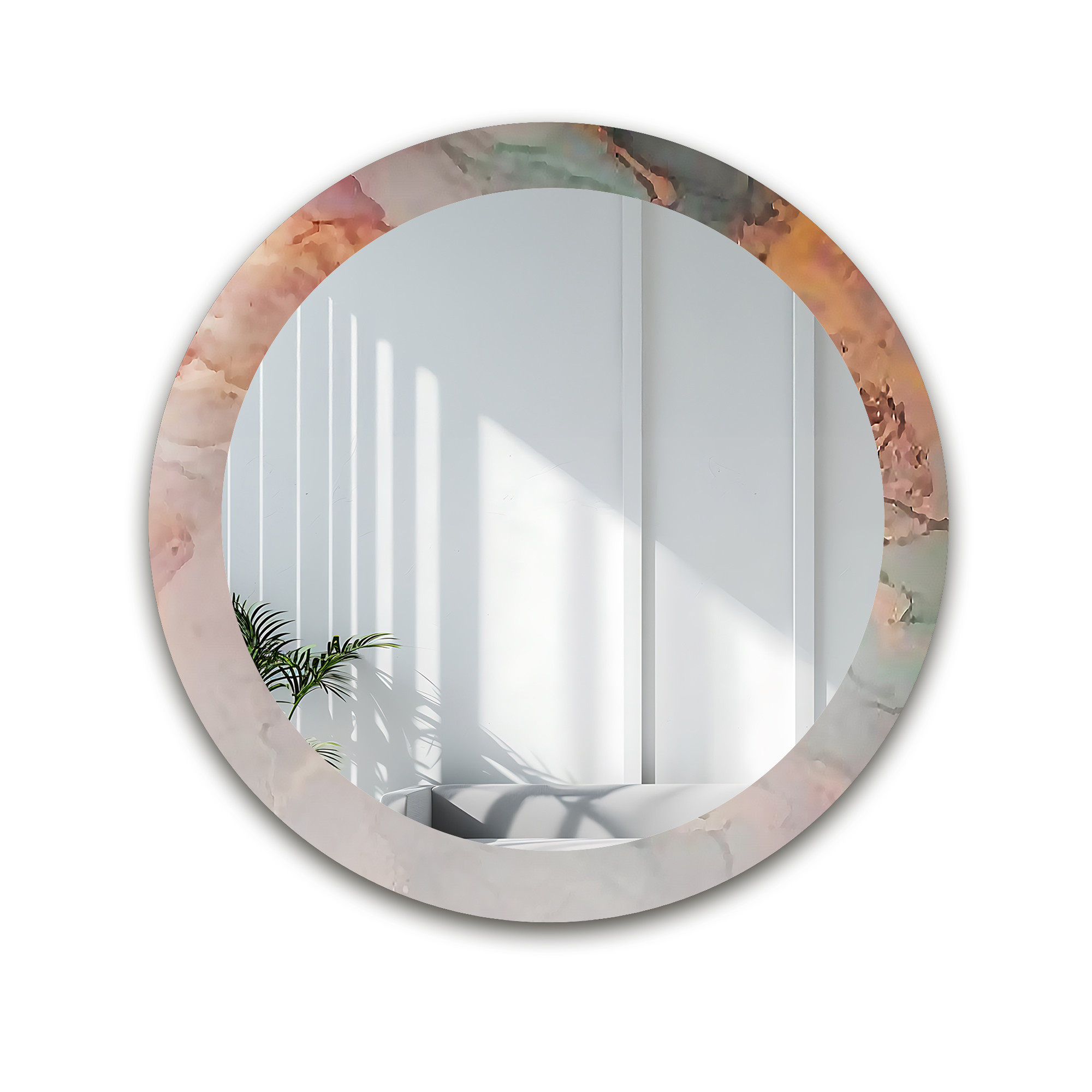 Okrągłe lustro na pastelowym marmurze - MARBLE EUSTOMA