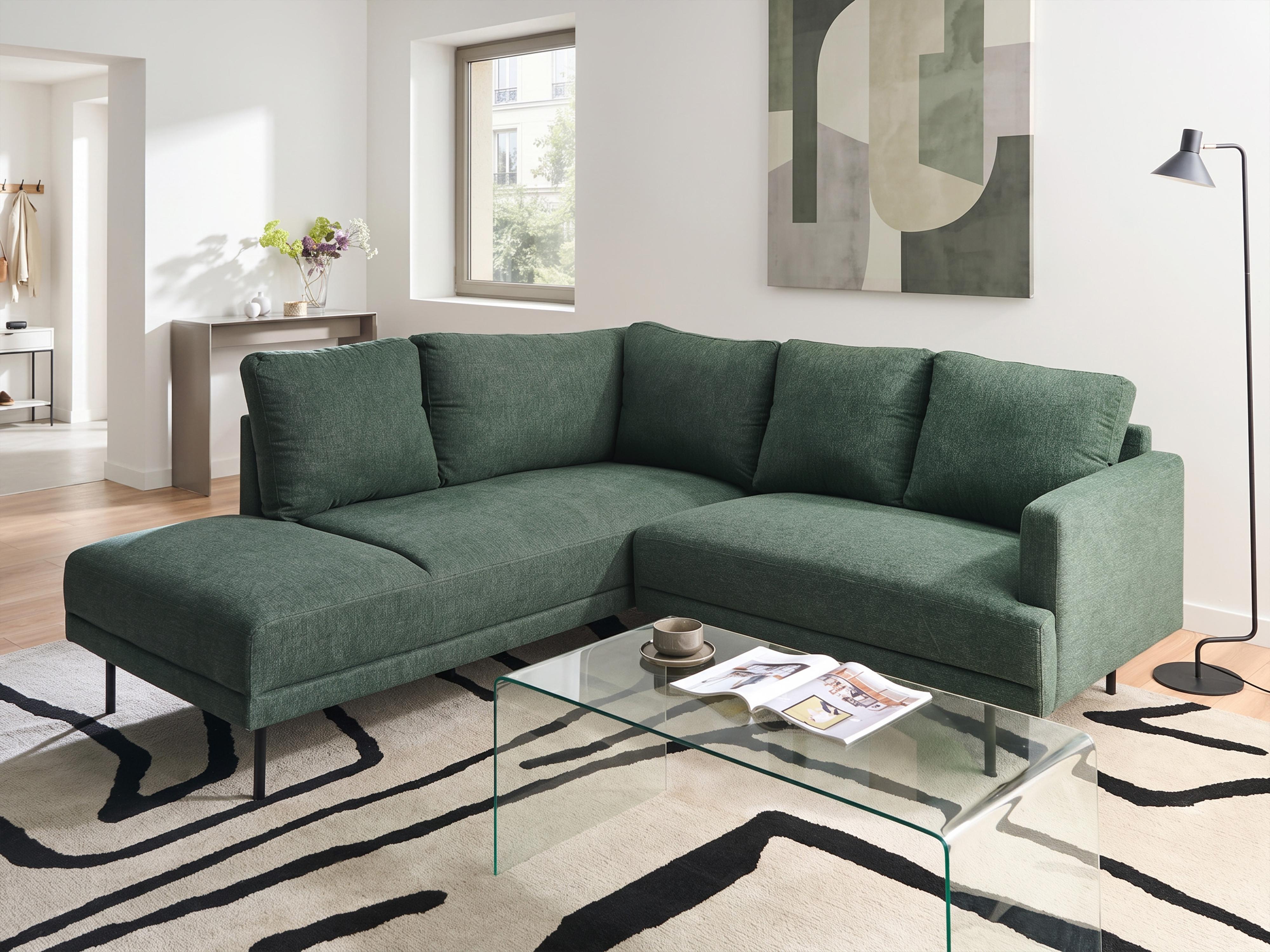 Corner Sofa 4 Seater BREDA Fabric Dark Green Right Hand