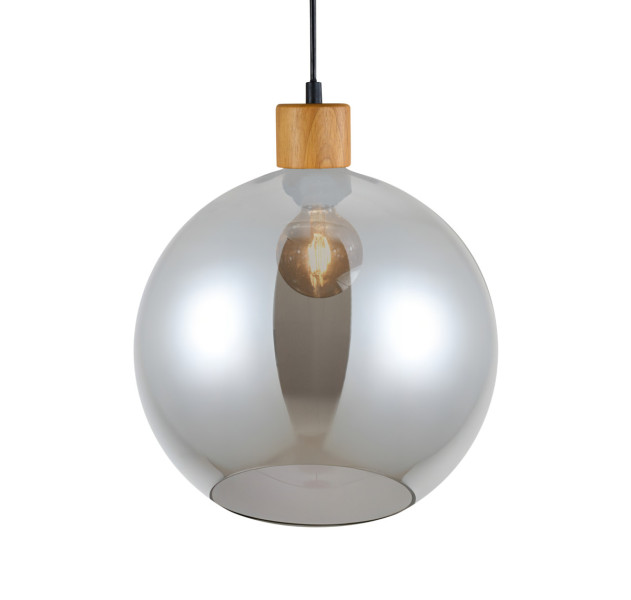 Lampa wisząca drewniana-czarna-dymiona POTAN 1xE27x25W Italux