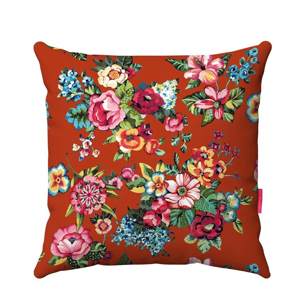 SHANTI - Housse de coussin extérieur fleuri orange 45x45