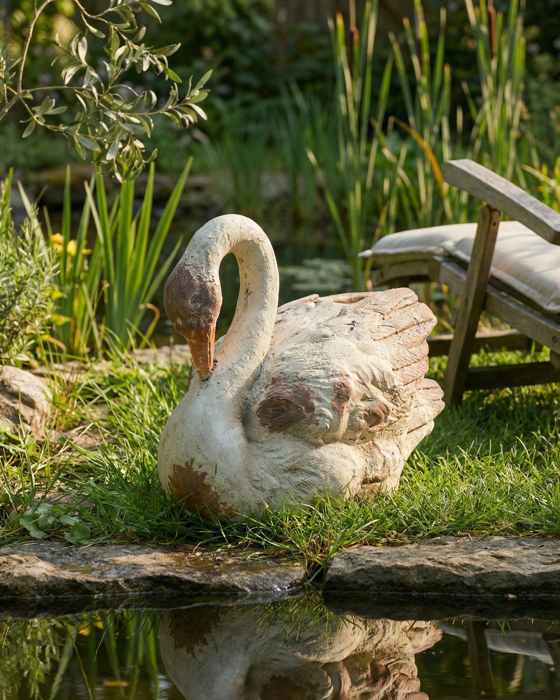 Garden Statue PACIANO Swan Beige