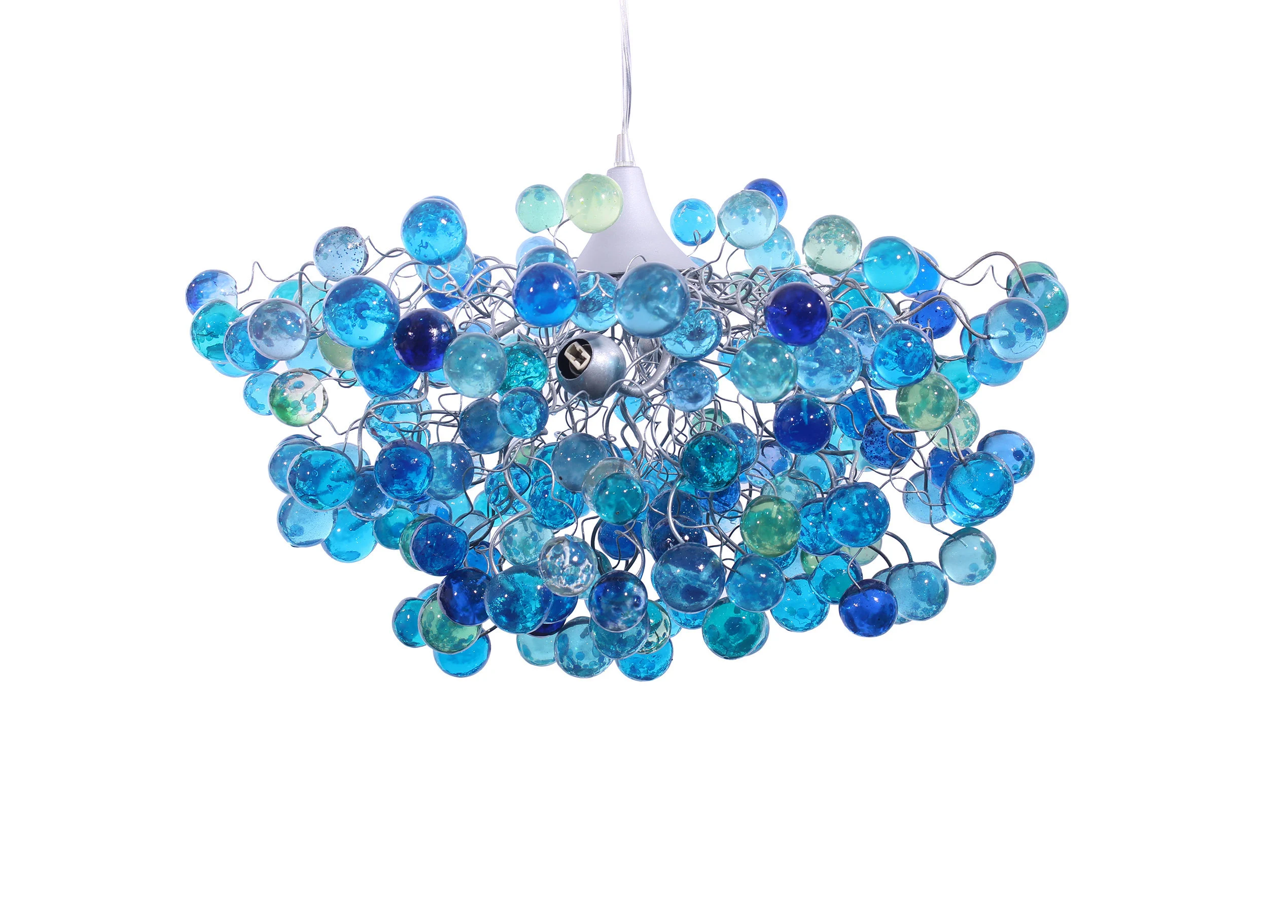 Lighting Chandelier with sea colored bubbles, for children room or dining room.