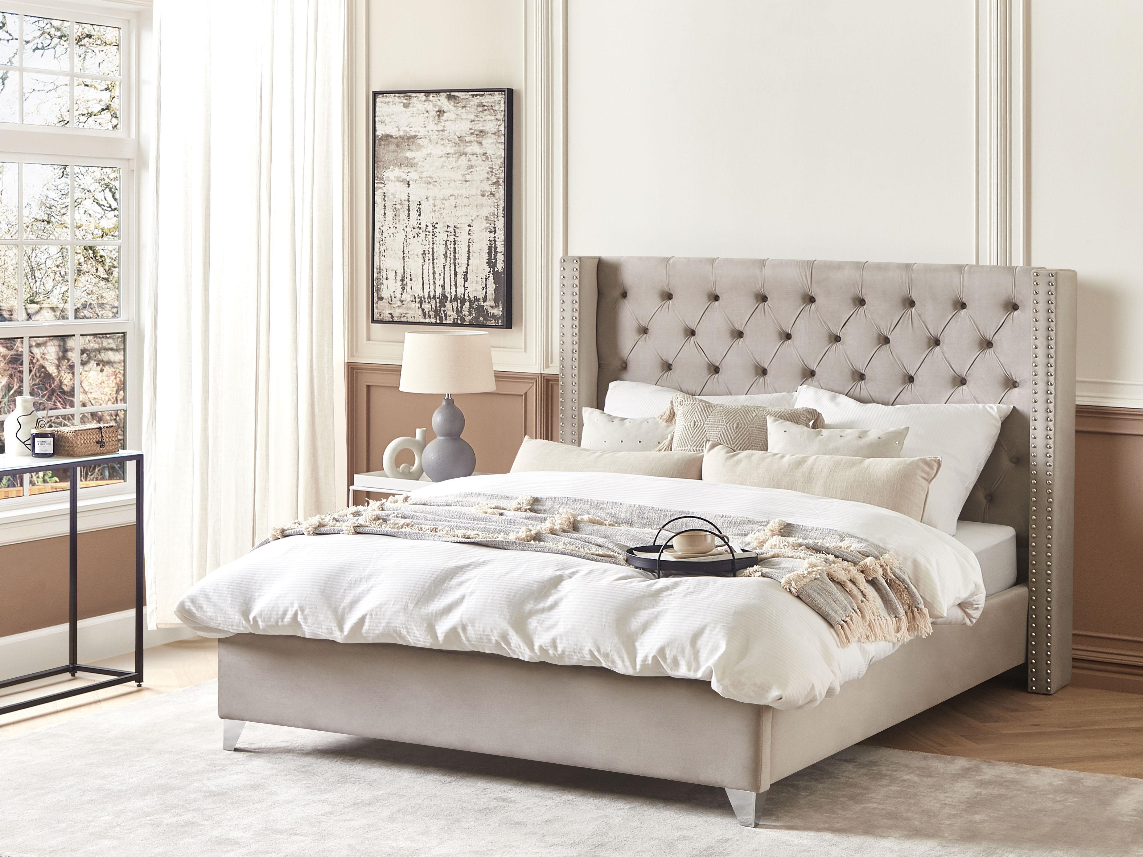 Bed Velvet LUBBON 180 x 200 cm (EU Super King) Light Grey
