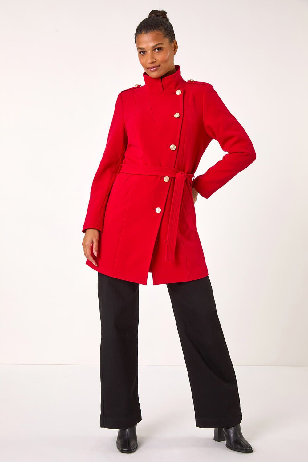 Roman Funnel Neck Buttoned Coat