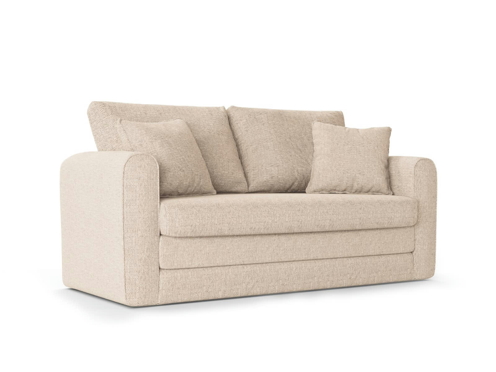 LIDO - Canapé convertible 2 places en tissu structuré beige clair