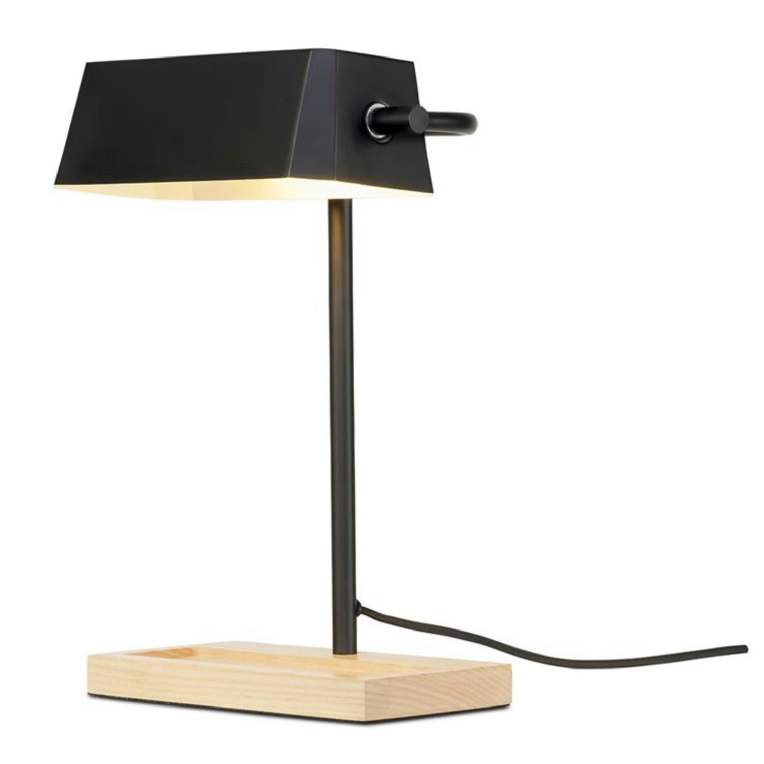 CAMBRIDGE - Lampe de bureau bois/métal noir H40cm