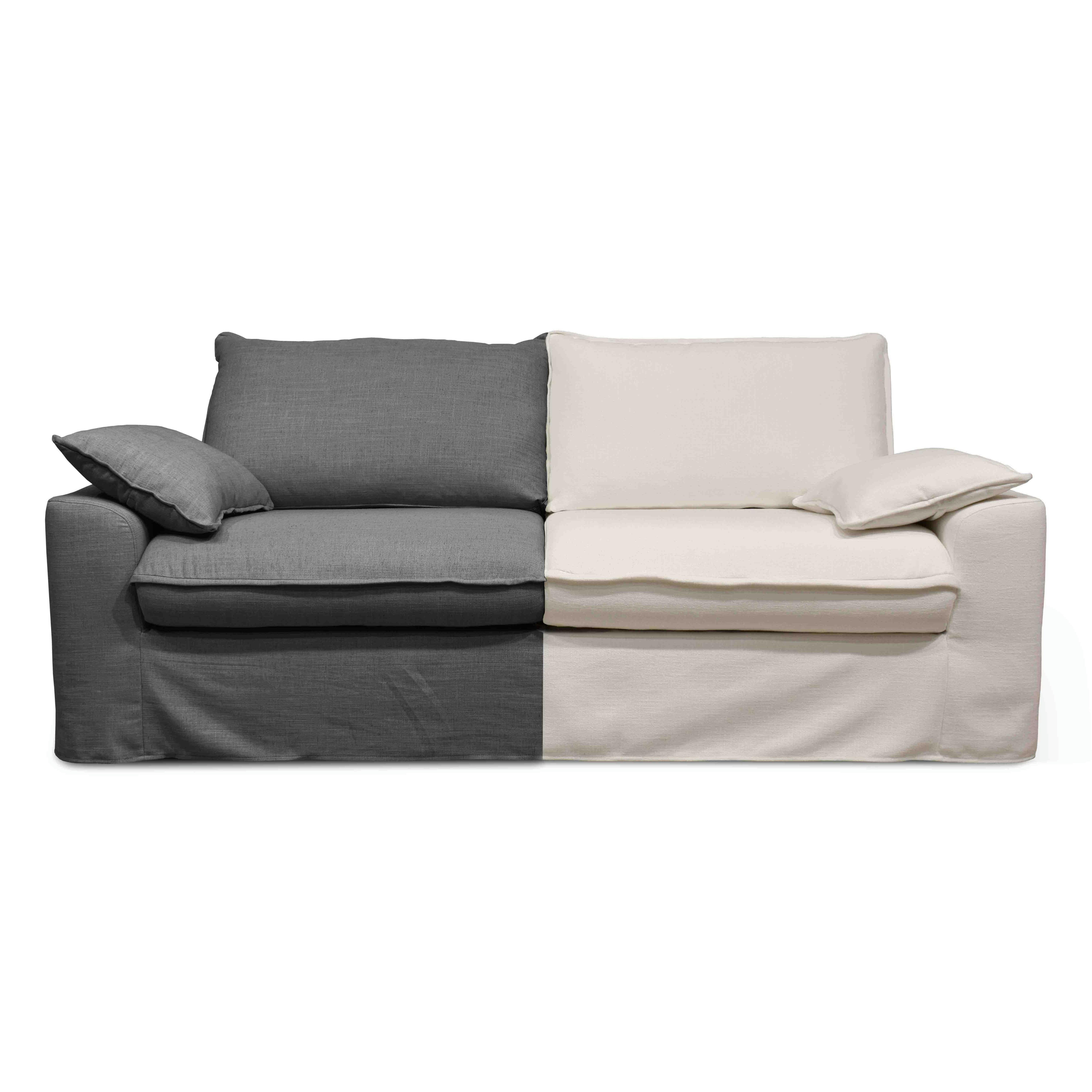 JAROD - Canapé tissu anthracite avec une housse supplémentaire texturé blanc