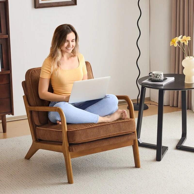 2-pc Upholstered Linen Blend Accent Chair