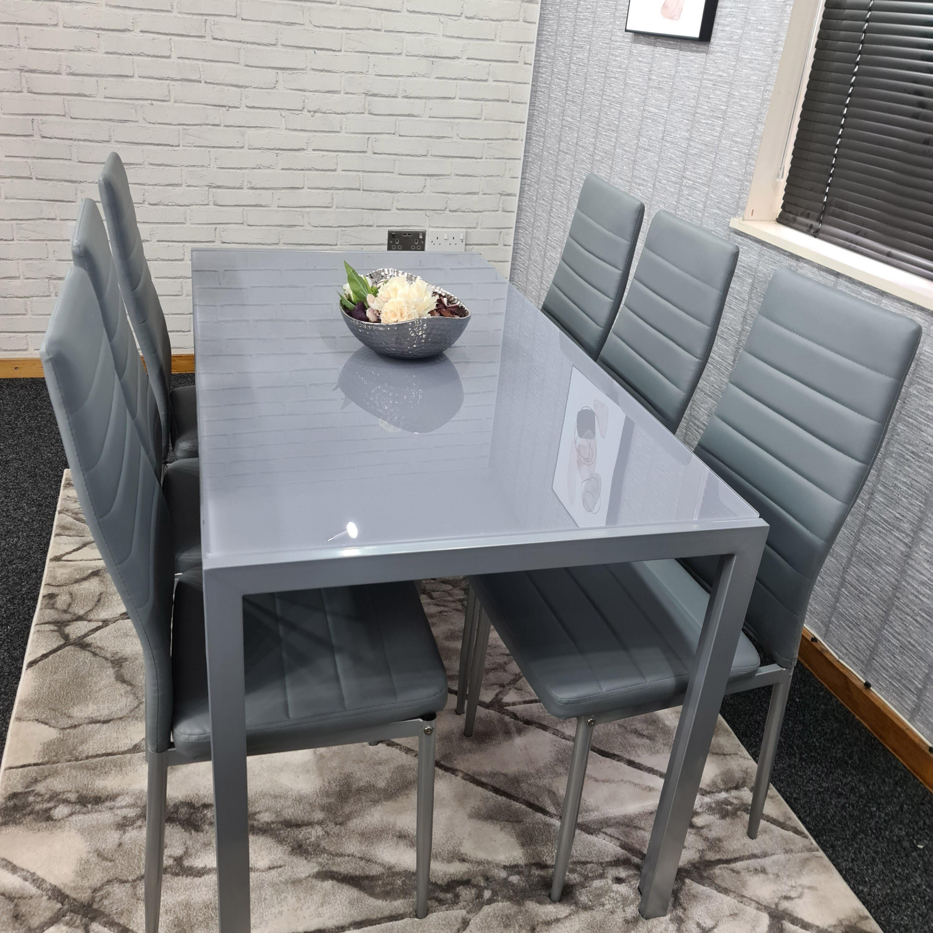 KOSY KOALA Glass Dining Table and 6 Chairs Kitchen Dining Table and Chairs set 6