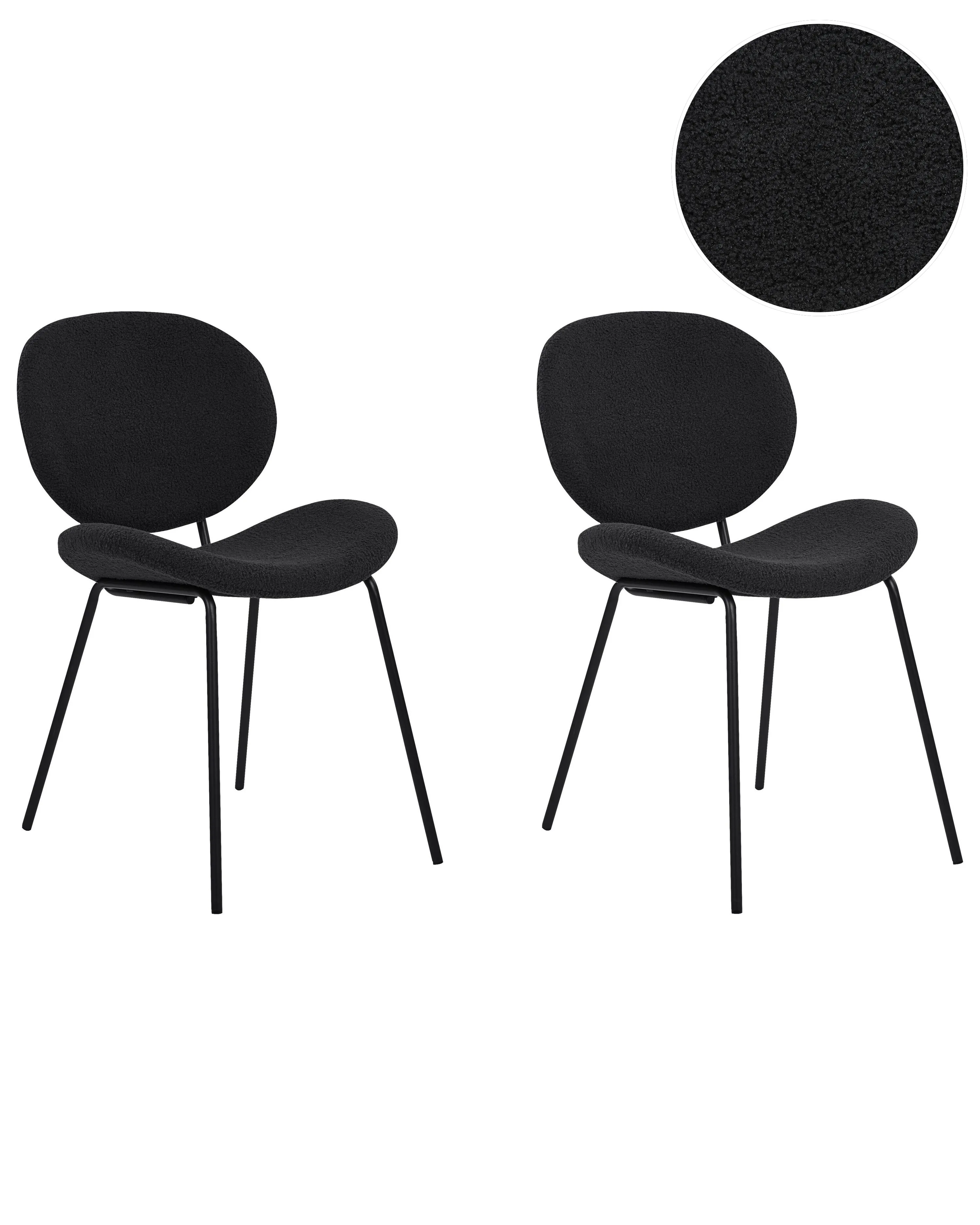 Set of 2 Dining Chairs LUANA Boucle Black
