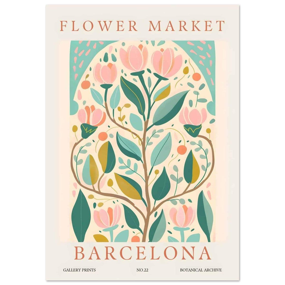 Artfulprints Poster Flower market - Barcelona  - 70x100 cm - Meerkleurig
