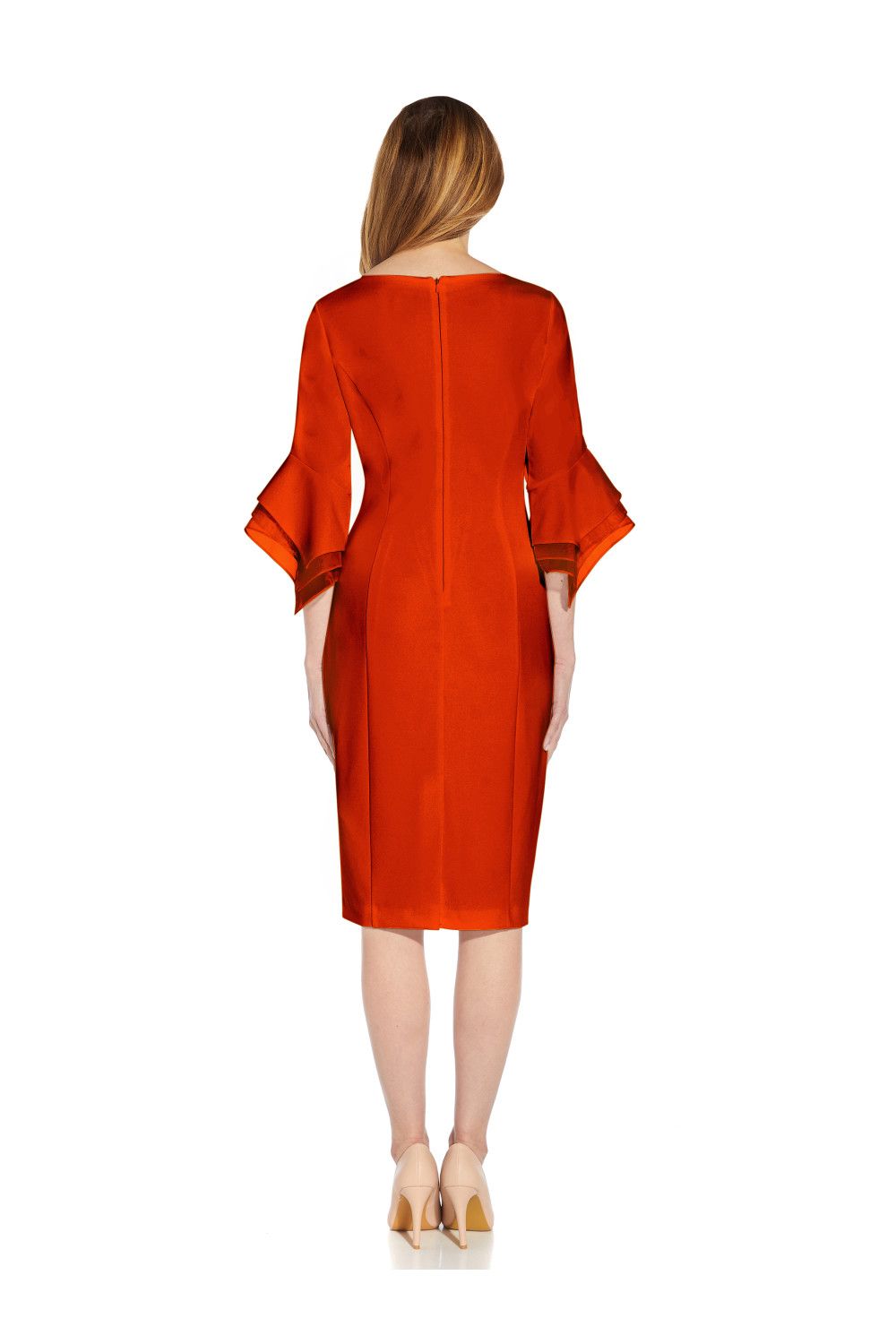 Adrianna Papell Knit Crepe Tiered Sleeve Dress