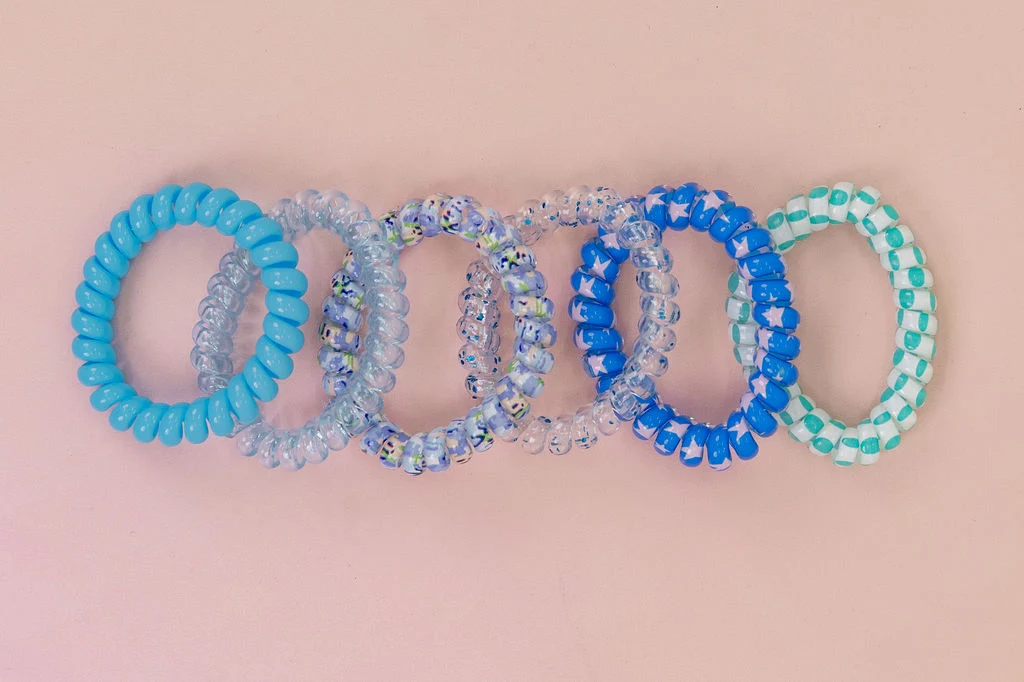 Blue Coil Hair Ties – 6 Pack