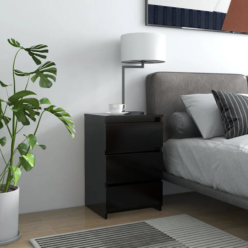 NNEVL Bed Cabinets 2 pcs Black 40x35x62.5 cm Chipboard