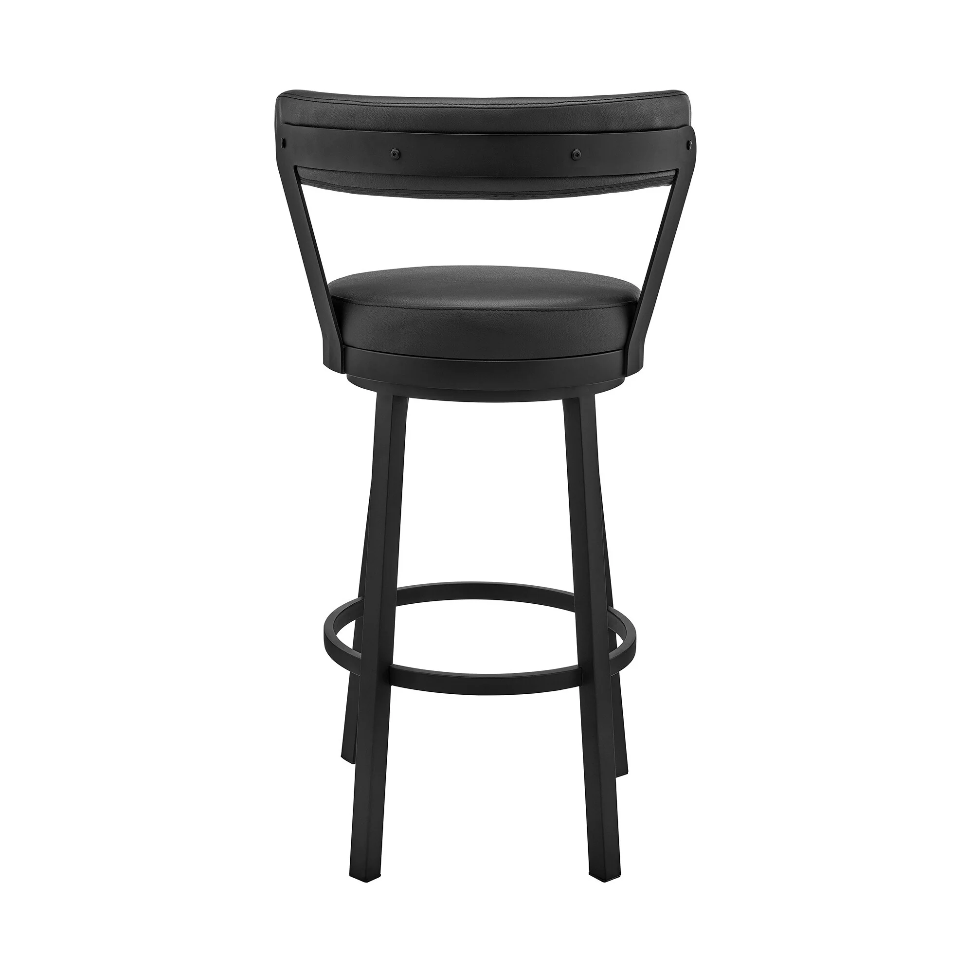 30 Chic Black Faux Leather with Black Finish Swivel Bar Stool