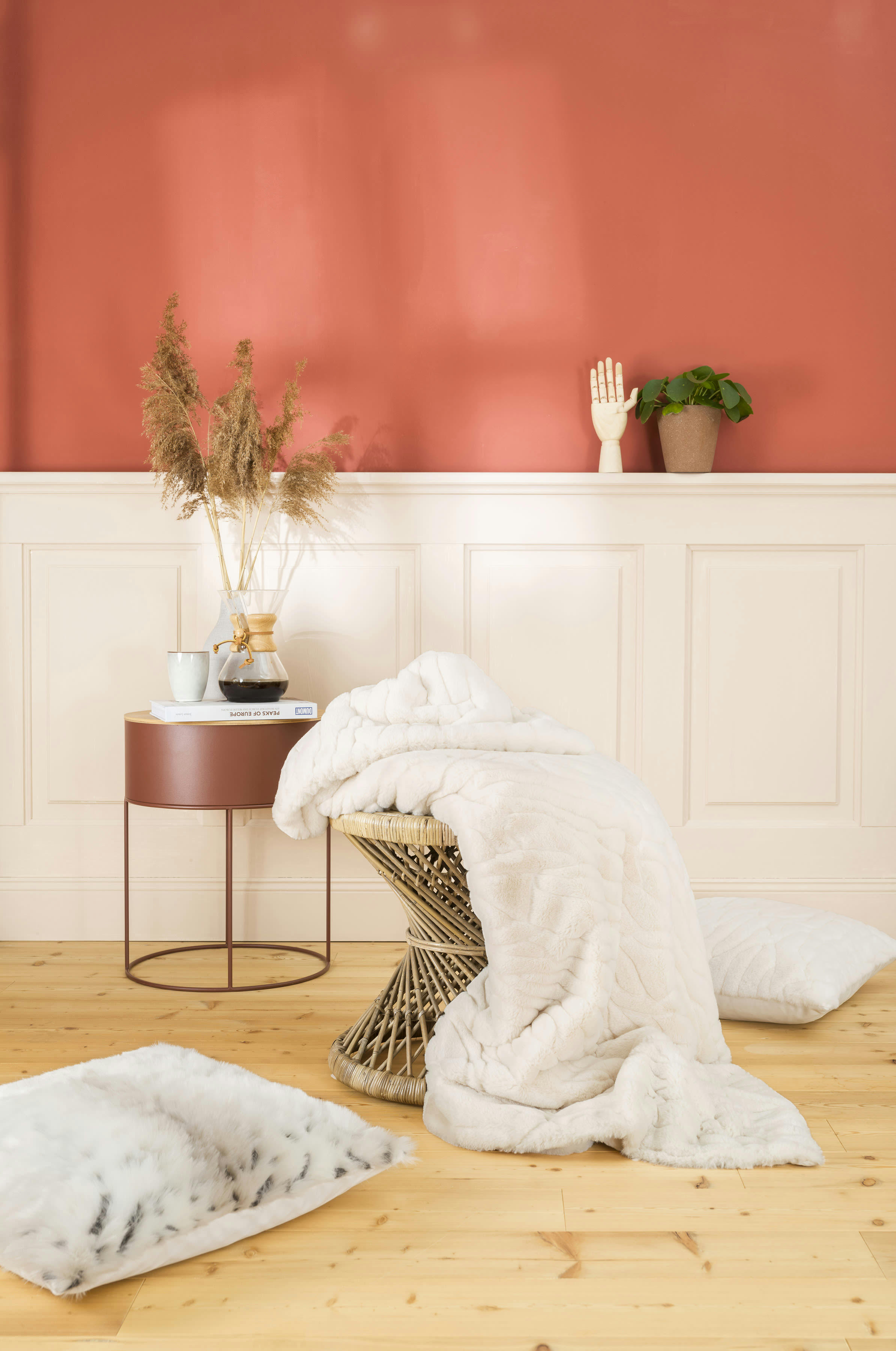 SKINS - Plaid fausse fourrure leopard  avec doublure unie 200x150