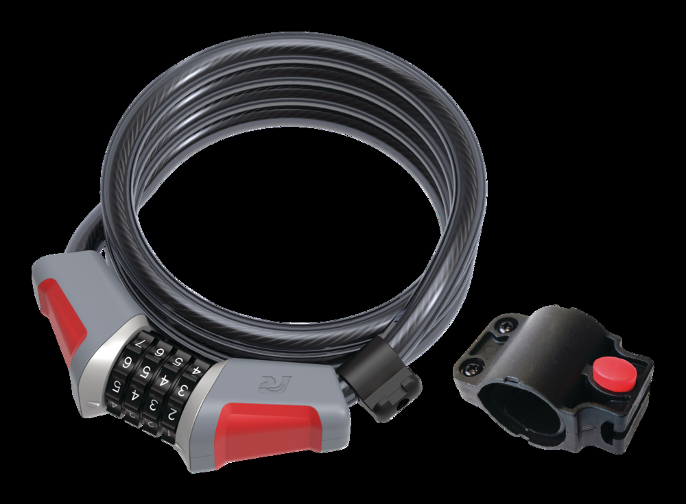 Raleigh Steel Bike Lock Cable w/Resettable 4-Digit Dial Combination, Anti-Theft, Grey, 12-mm x 5-ft