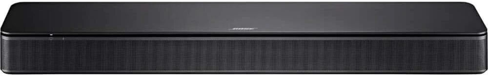 TV speaker - A small audio device with Bluetooth and HDMI-ARC connection capabilities, in black. Includes remote control.