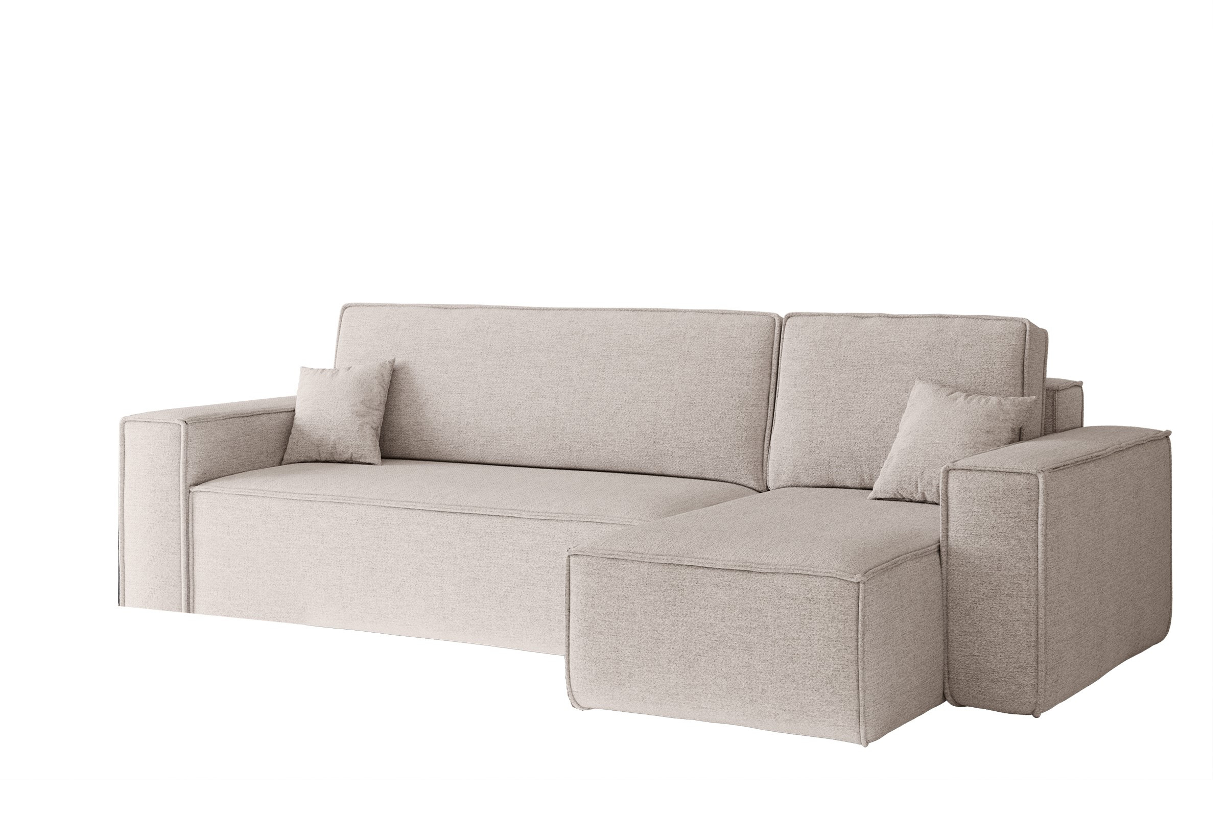 Sofa w kształcie L BEST narożnik tkanina Neve, Beżowy Prawostronny