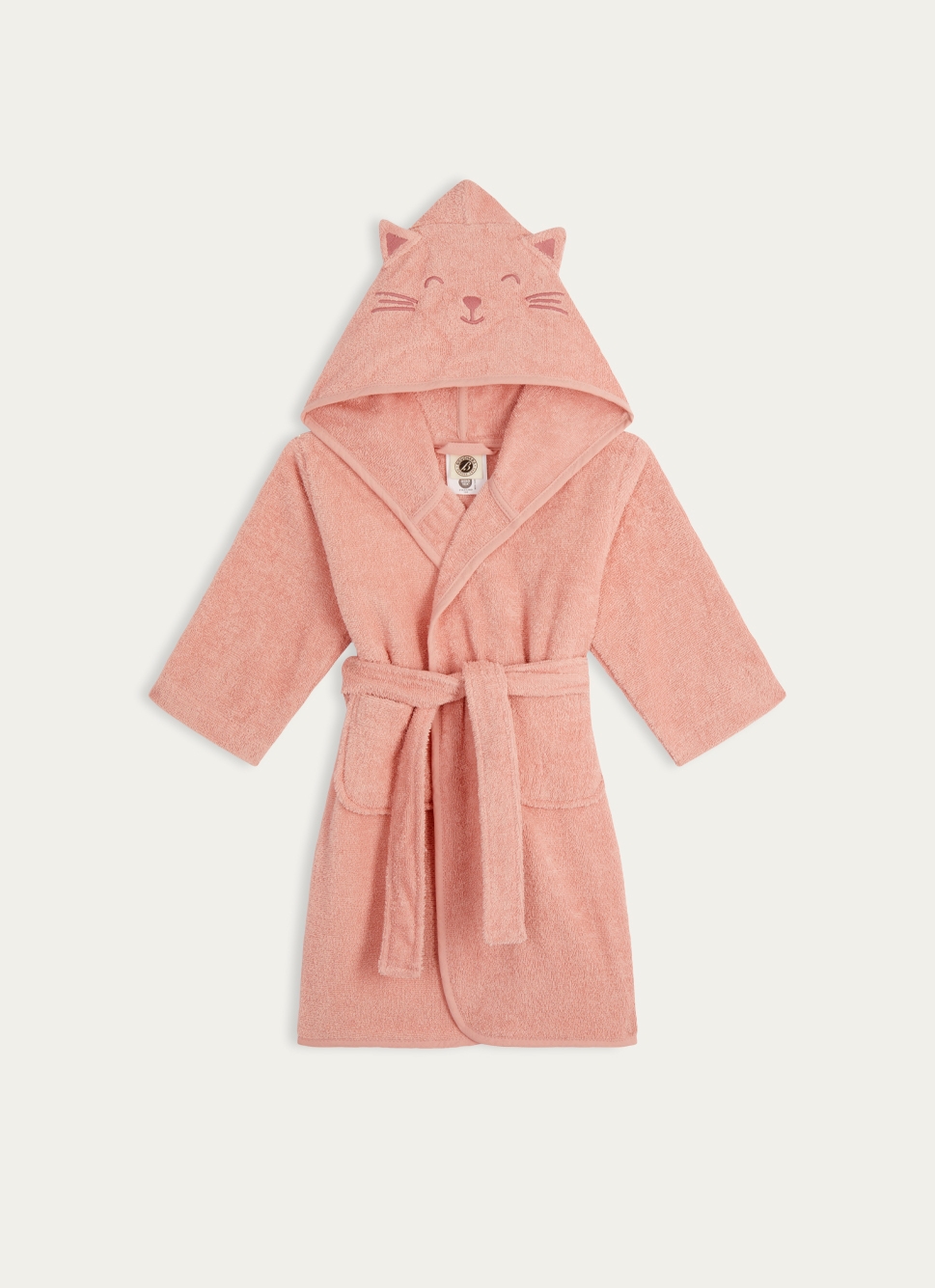 PEIGNOIR ENFANT EN ÉPONGE à CAPUCHE CHAT ROSE