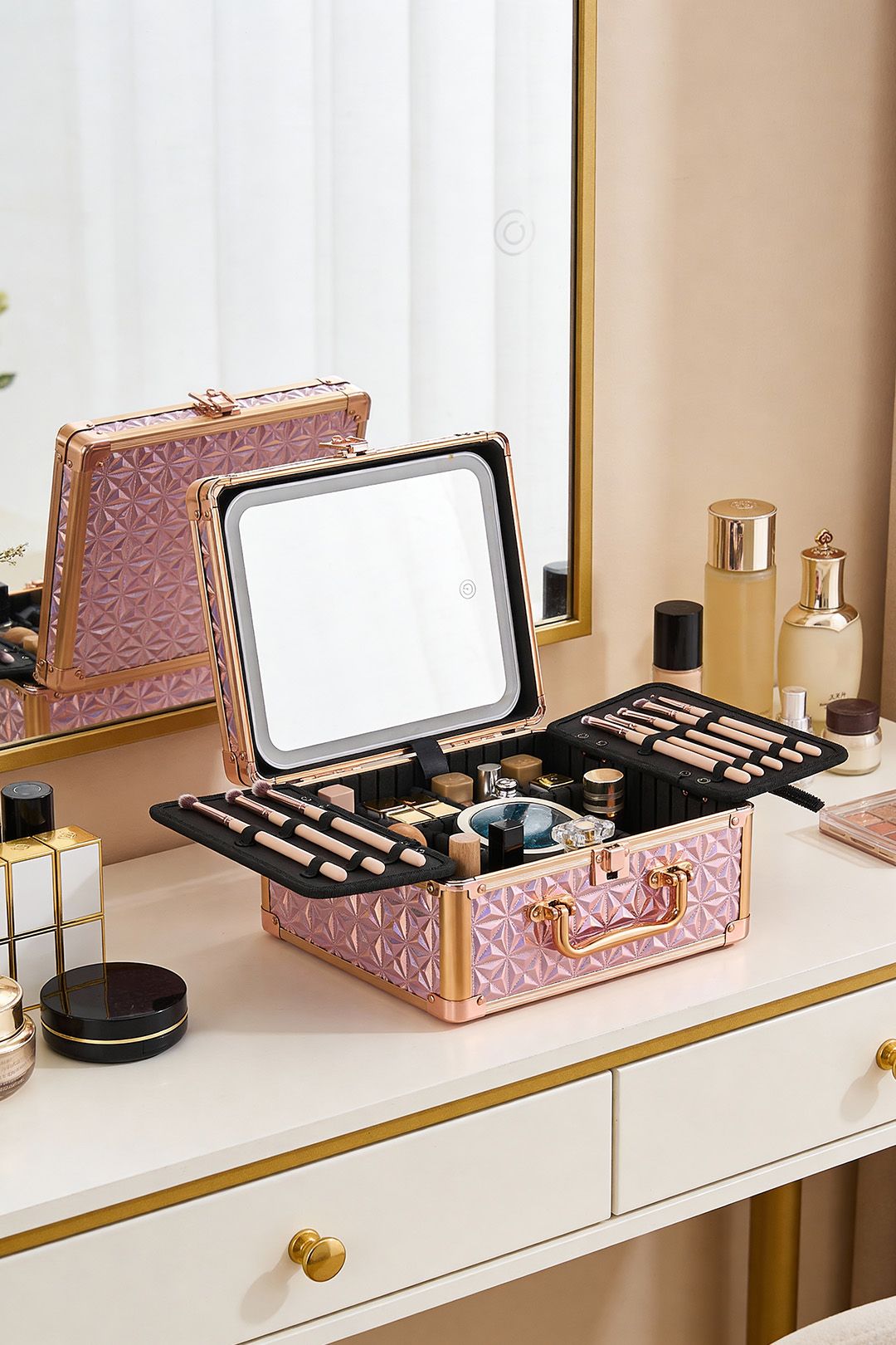 SHEONLY Portable Makeup Case with LED Mirror