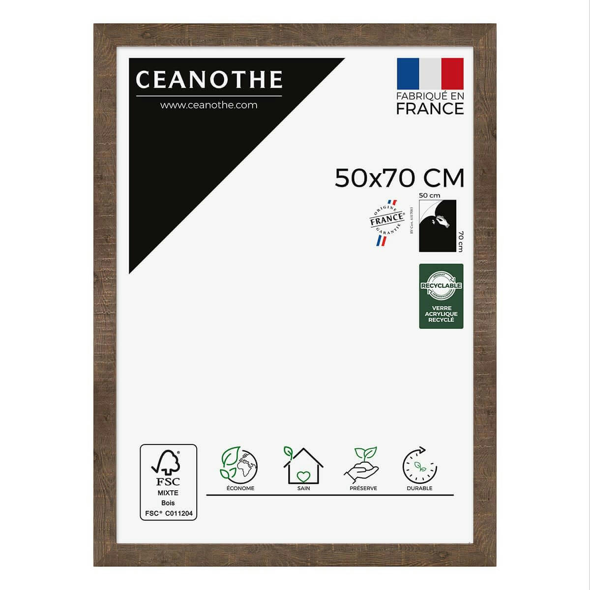 FAUVE - Cadre photo effet bois 50x70 cm résine recyclée