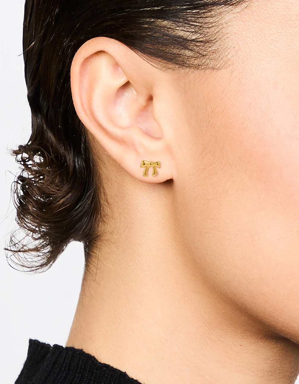 Gold Plated Surgical Steel Bow Flat Back Earrings