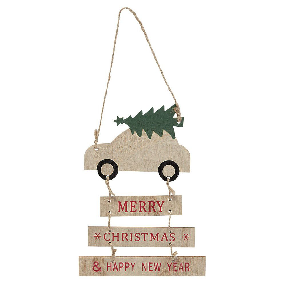 Supension Pancarte de No&euml;l message Merry Christmas et Happy New Year