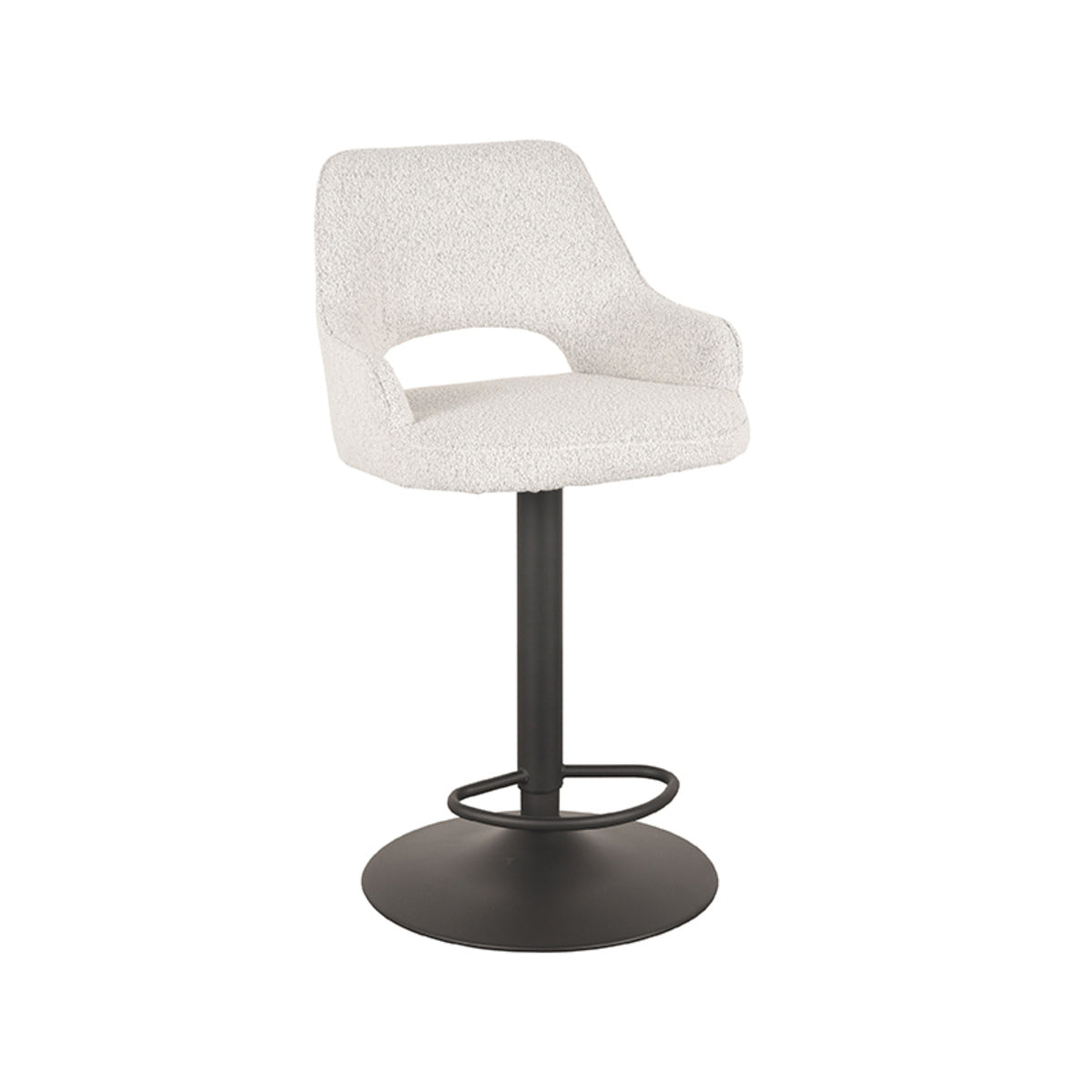 LABEL51 Barkruk Fer - Wit Bouclé - Zithoogte 60–80cm