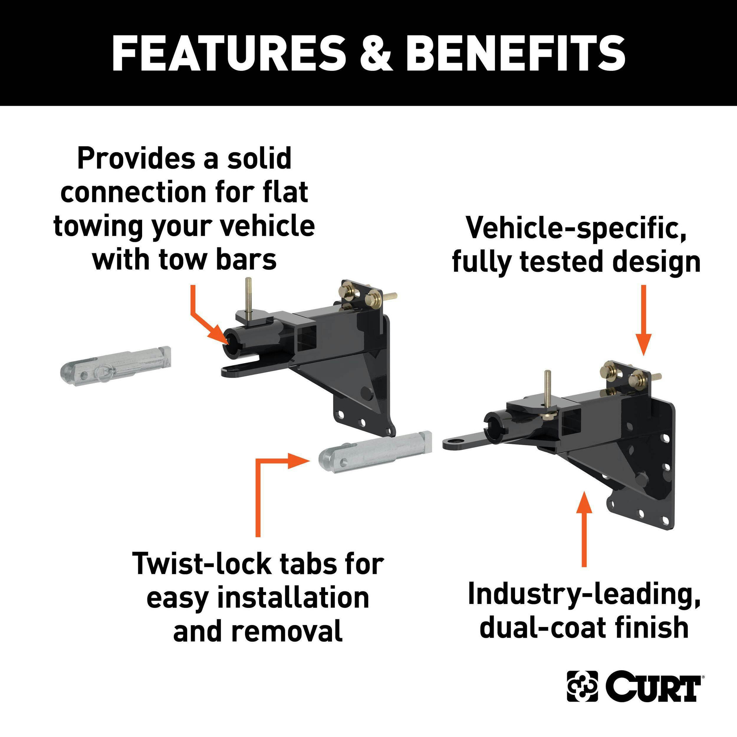 CURT 70134 Custom Tow Bar Base Plate Brackets for Dinghy Towing, Select Jeep Cherokee