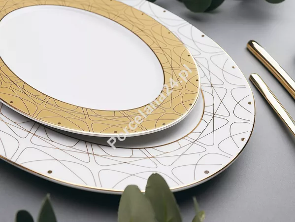 Serwis obiadowy na 6 osób (24 el) Ćmielów - Jenny Solaris White - Gold