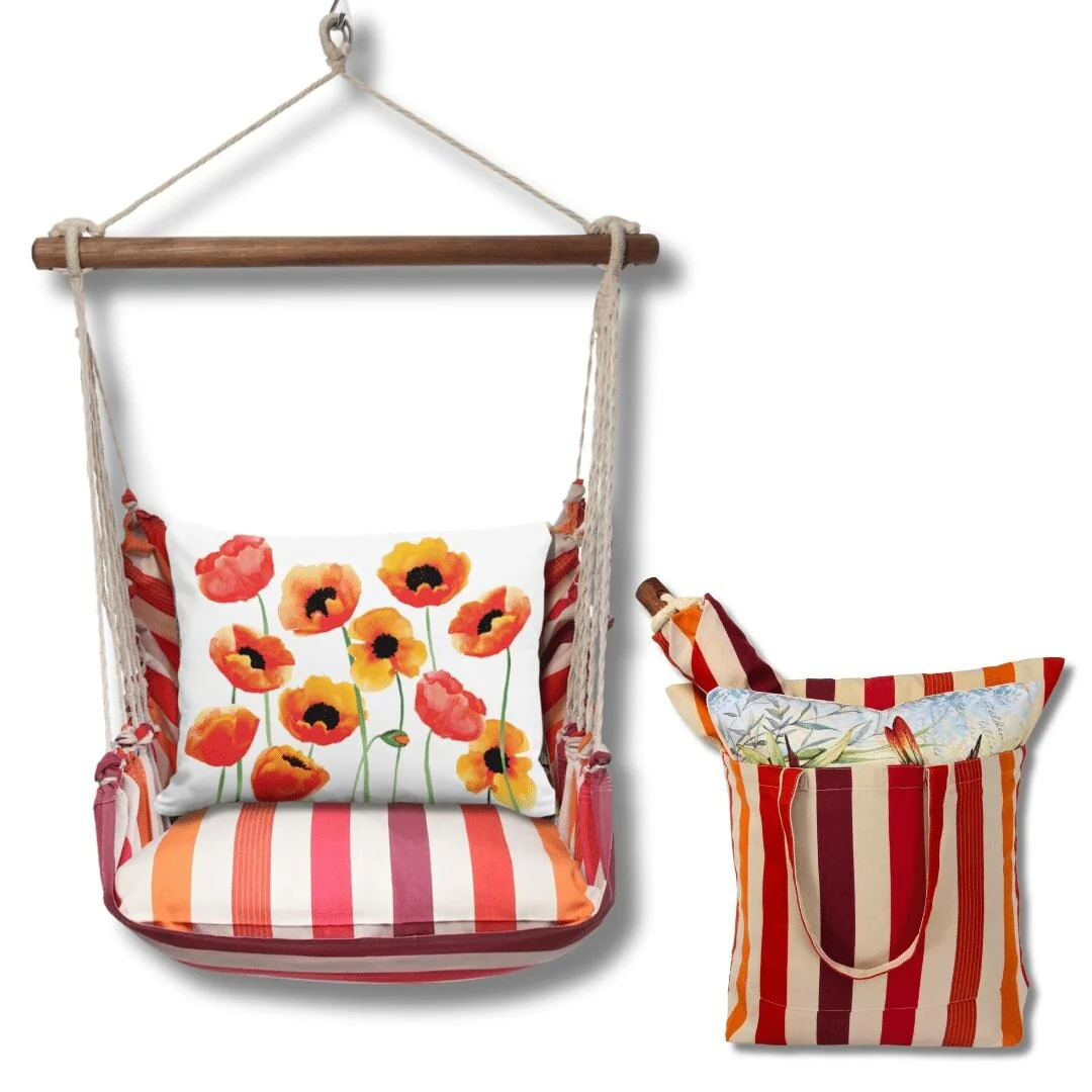 Magnolia Casual Swing Set 4 piece - Cristina Stripe w/ Poppy Blossoms