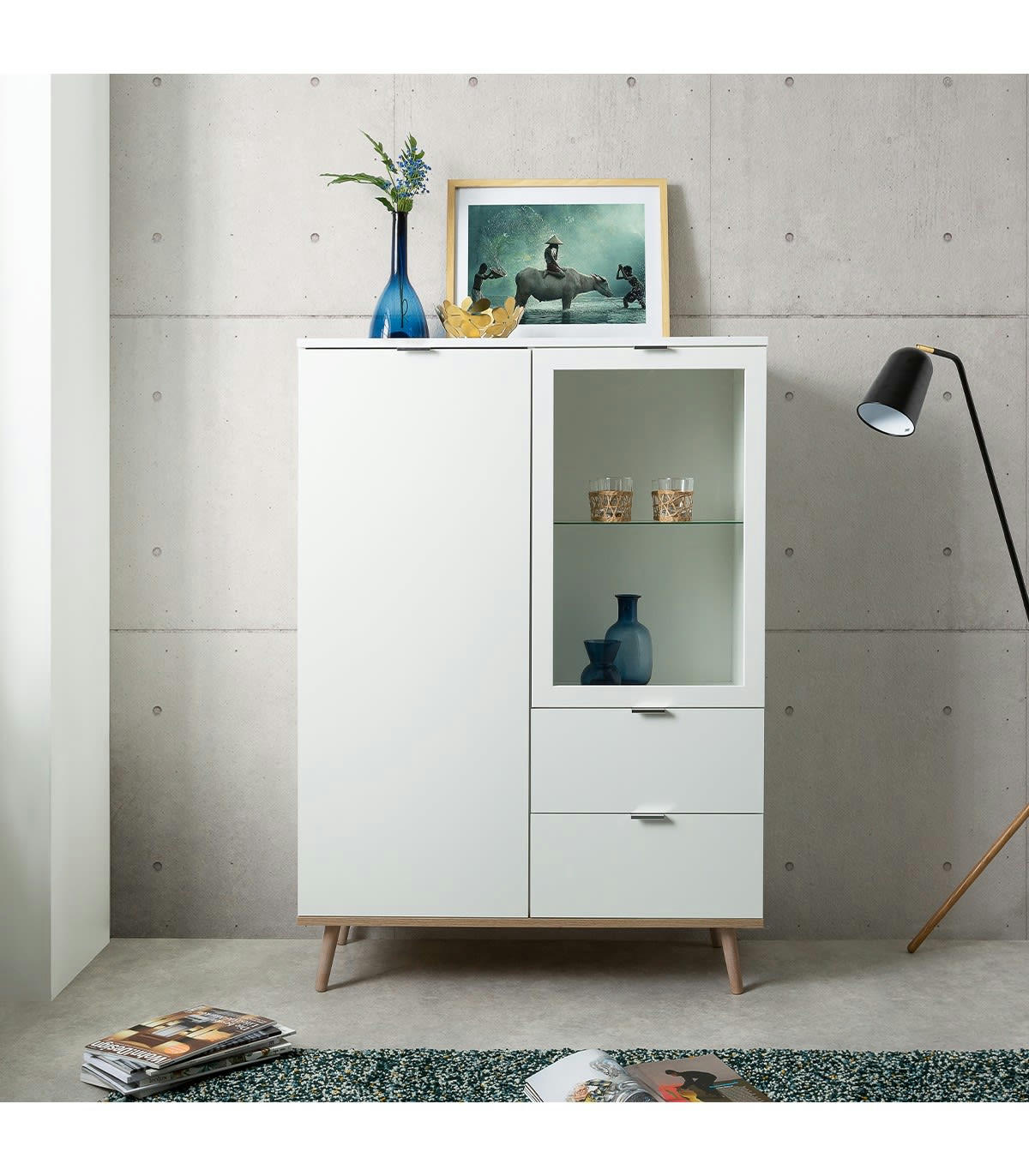 COPENHAGUE - Vaisselier avec 2 portes 2 tiroirs H140 x L100 cm