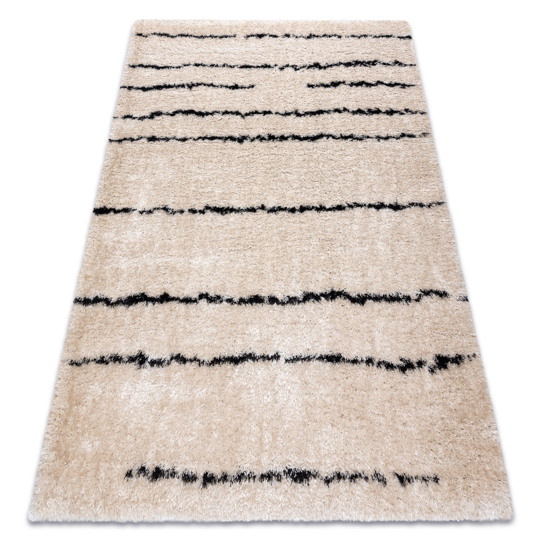 Dywan FLUFFY 2371 shaggy paski - krem / antracyt 80x150 cm