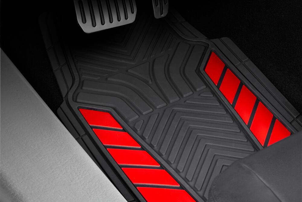 AutoTrends Apex Sport Car Floor Mat, Red & Black, 4-pk