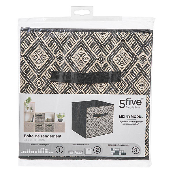 Panier tissu 31x31cm motif noir/blanc Mix N' Modul - 5Five