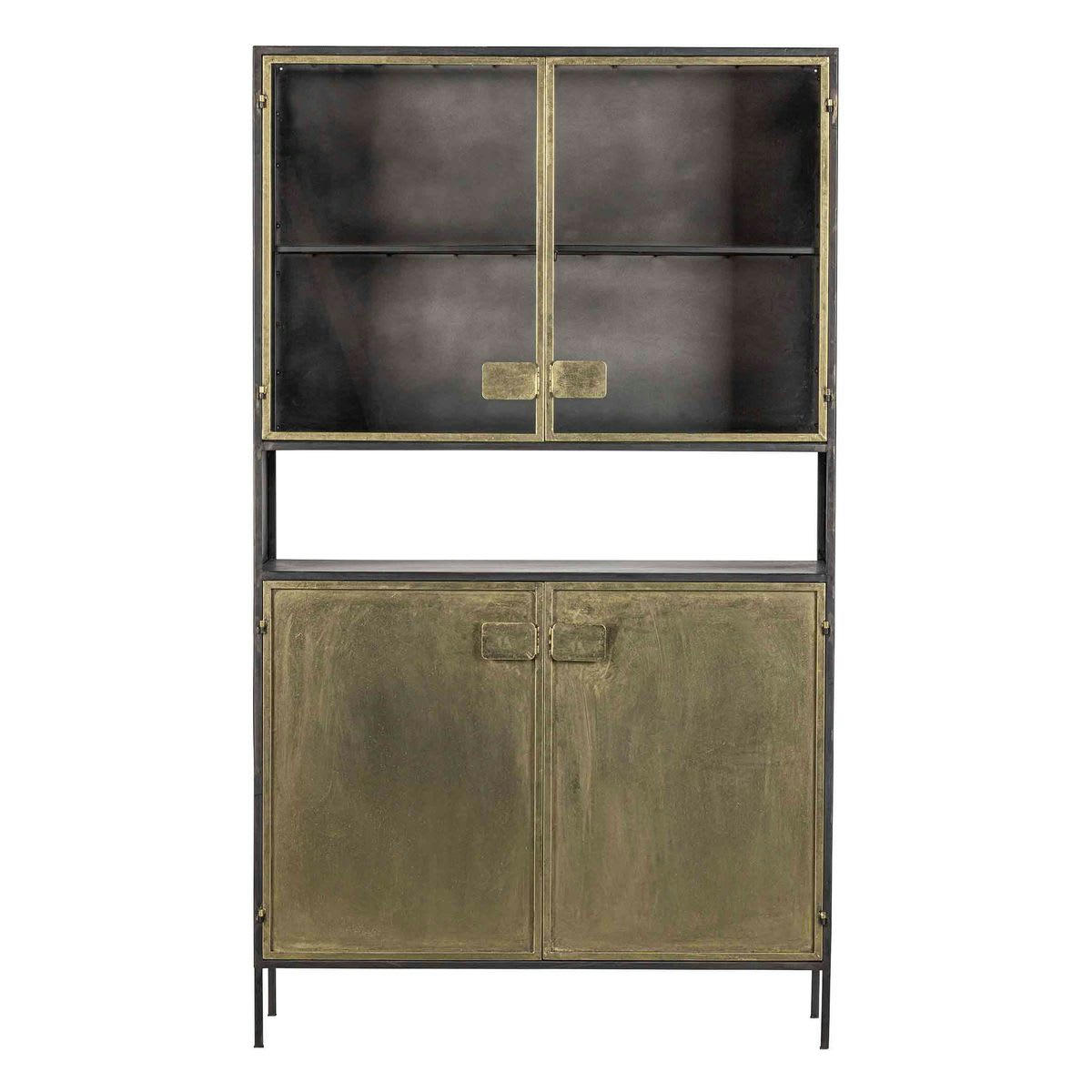 PACK - Vitrine en métal finition laiton antique Pack