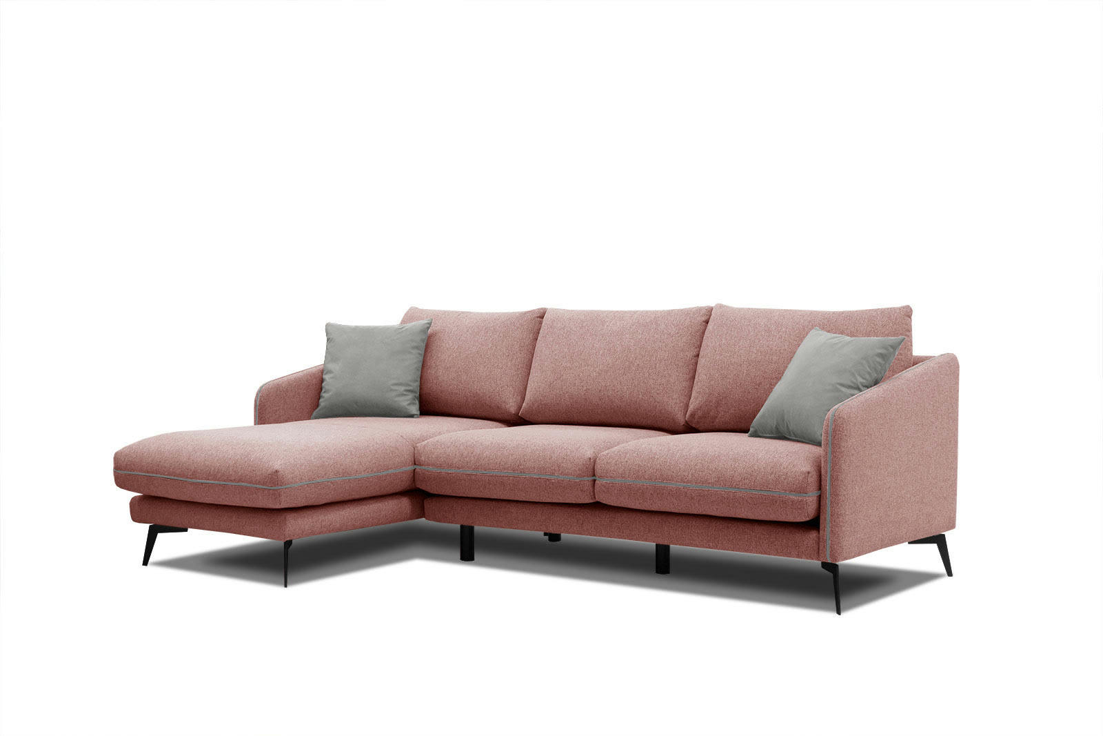 SOGEL - Canapé d'angle gauche 4 places tissu rouge clair