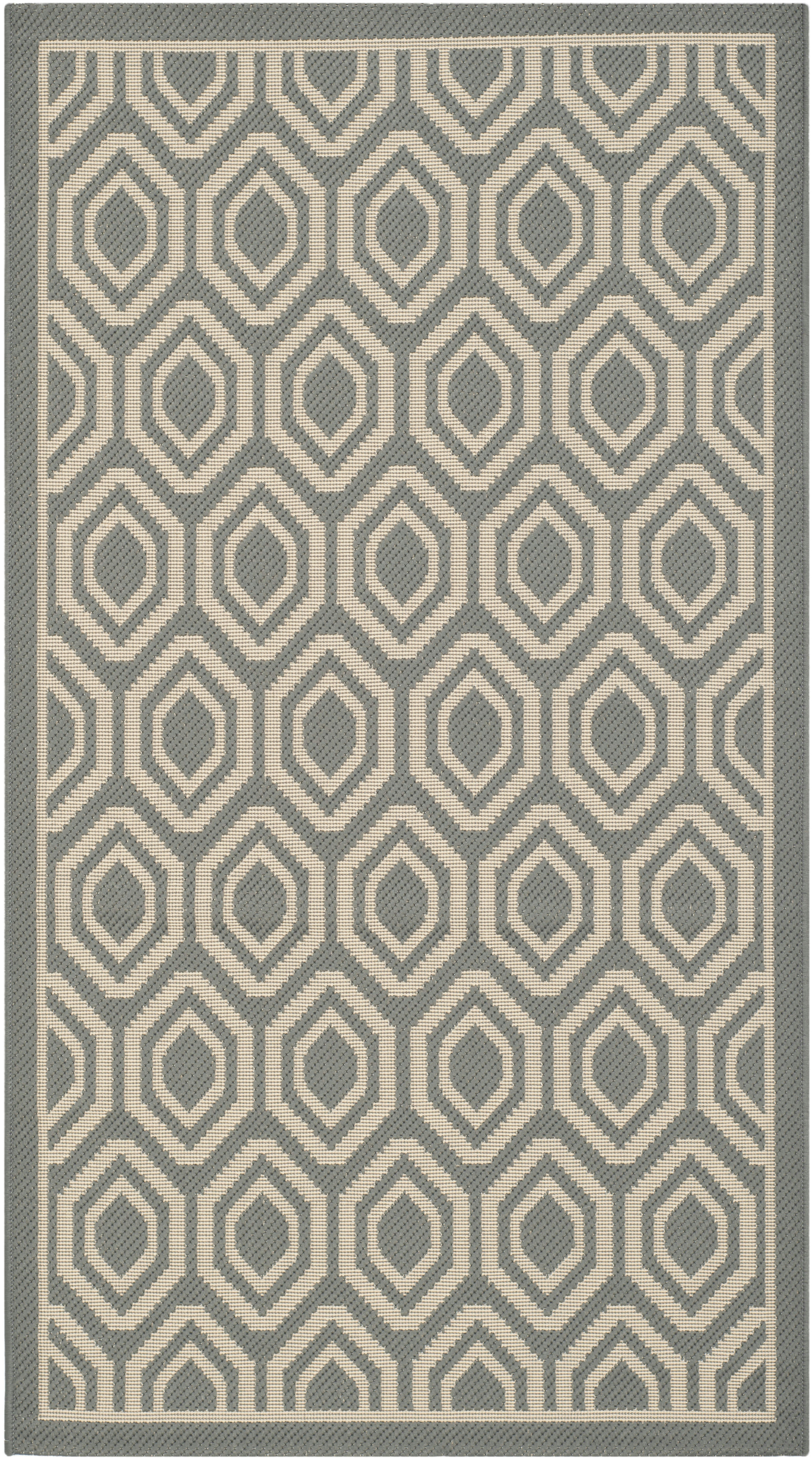 COURTYARD - Tapis interieur & exterieur en gris anthracite & beige, 79 x 152 cm