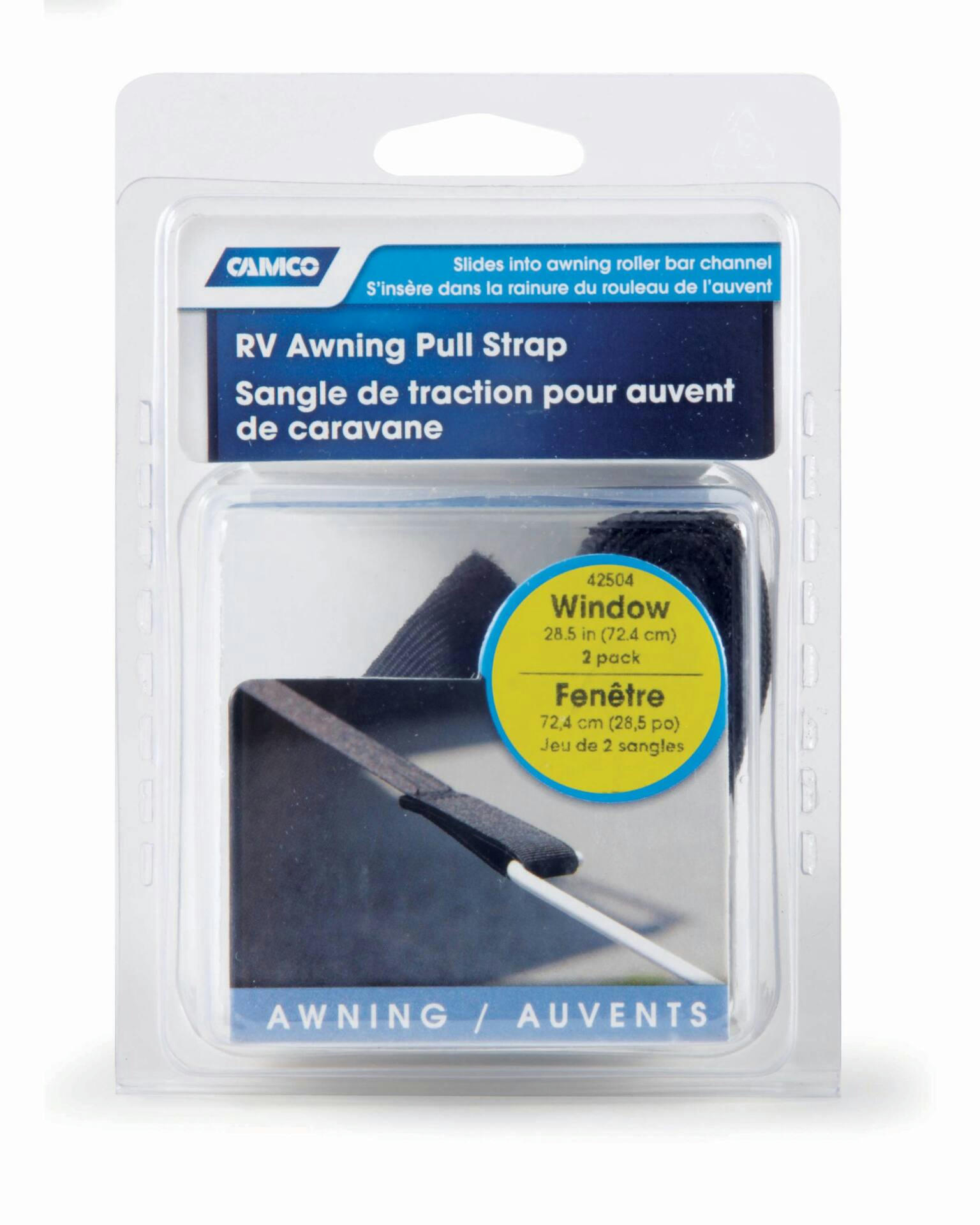 CAMCO 42504 Awning Window RV Pull Straps, Black, 2-pk
