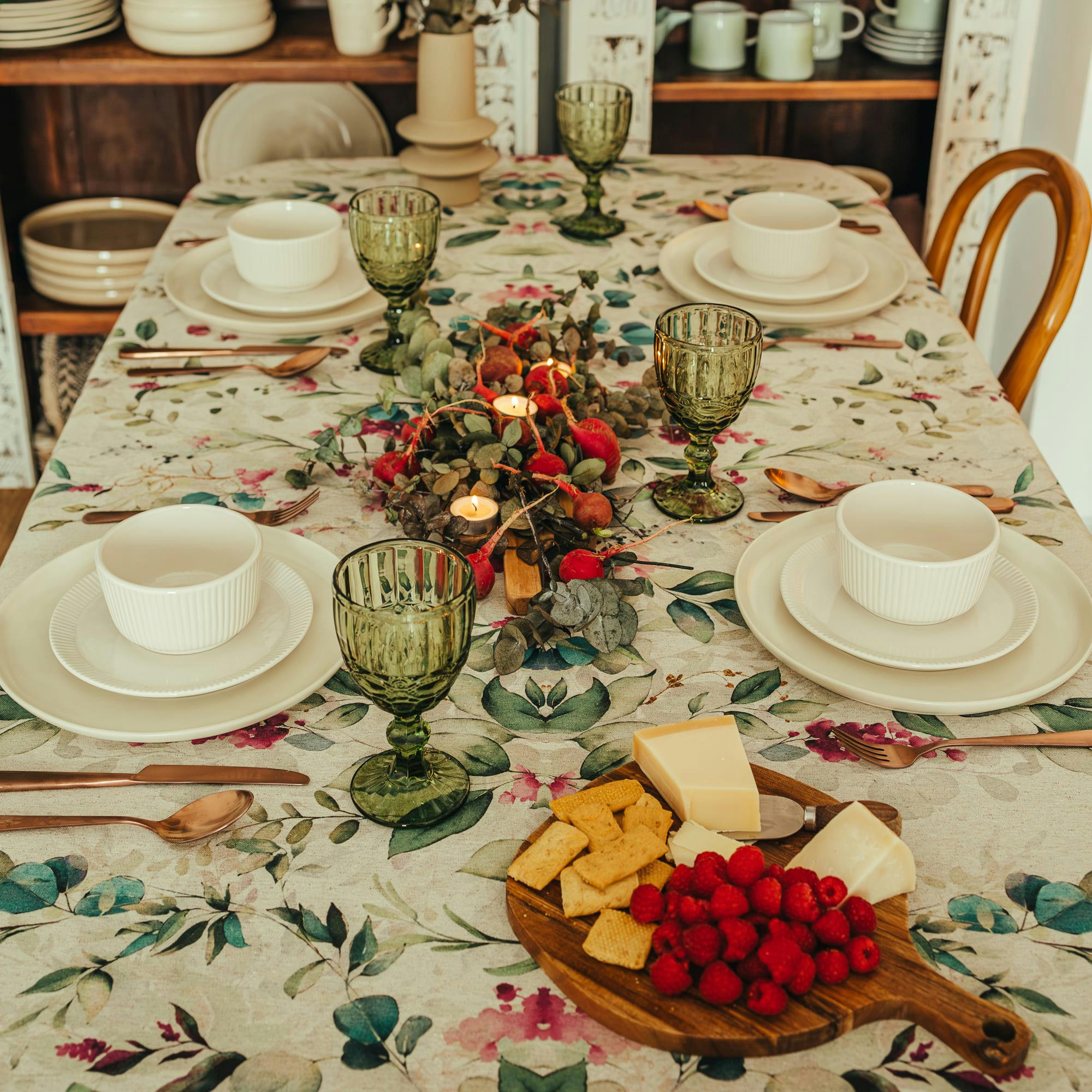 NADIA MALVA - Nappe en lin antitâche imprimée floral 140x100 cm