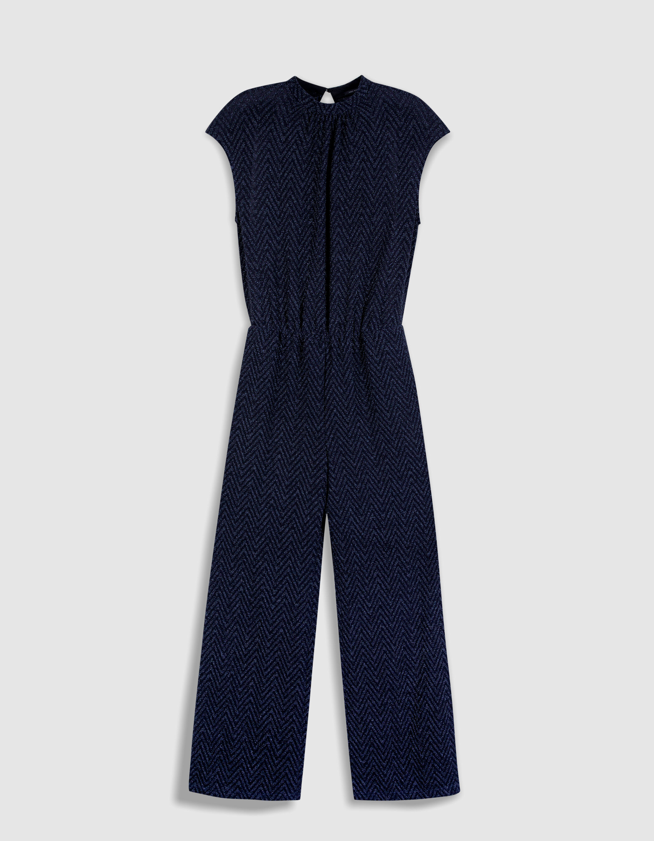 Combinaison-pantalon marine motif chevrons lurex Femme