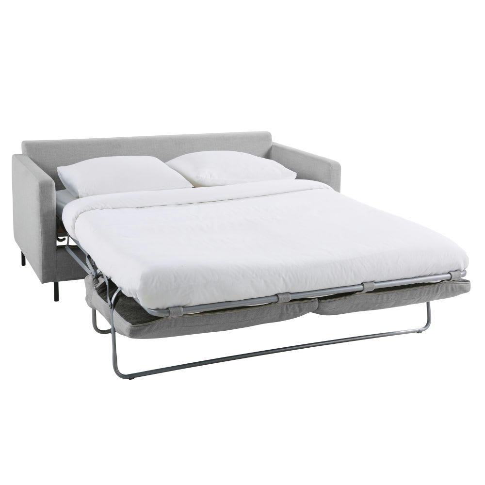Julian - Canapé convertible 2/3 places gris clair, matelas 10 cm