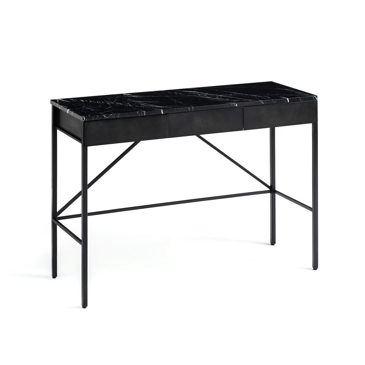 Bureau console plateau marbre noir, Febee