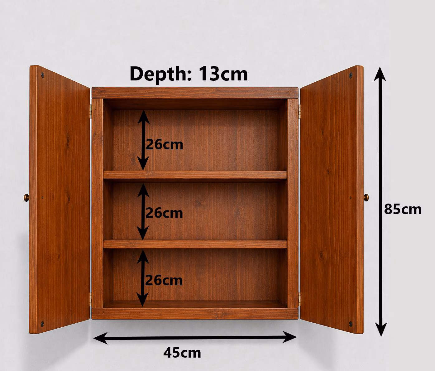 Solid Wood Wall Mounted Bathroom Cabinet – Rustic Farmhouse Medicine Storage (Marine Plywood Doors)