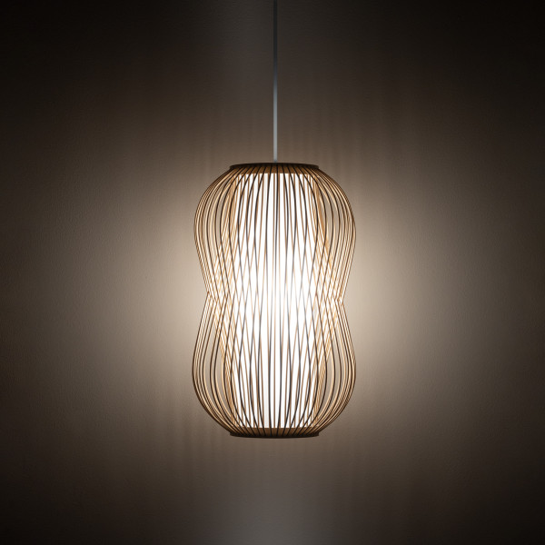 Lampa wisząca naturalne drewno-biała PUKET M 1xE27x25W Nowodvorski