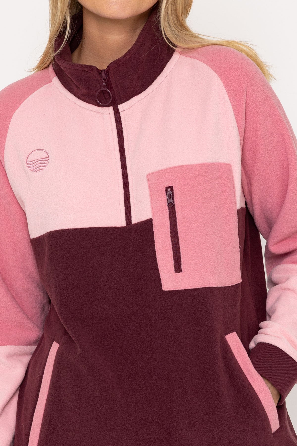 Maeve Polar Fleece in Burgundy & Pink