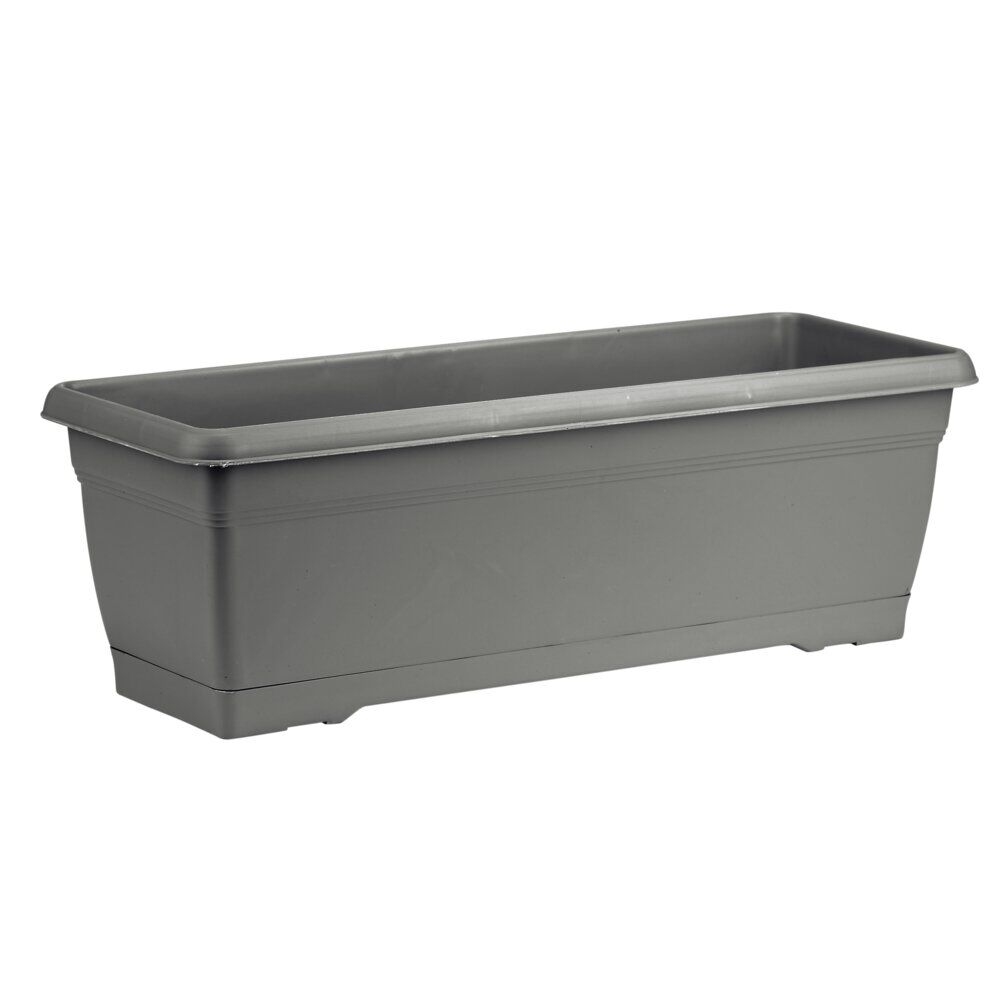 Jardinière 10L plastique gris anthracite 52x19,5xH17,5cm