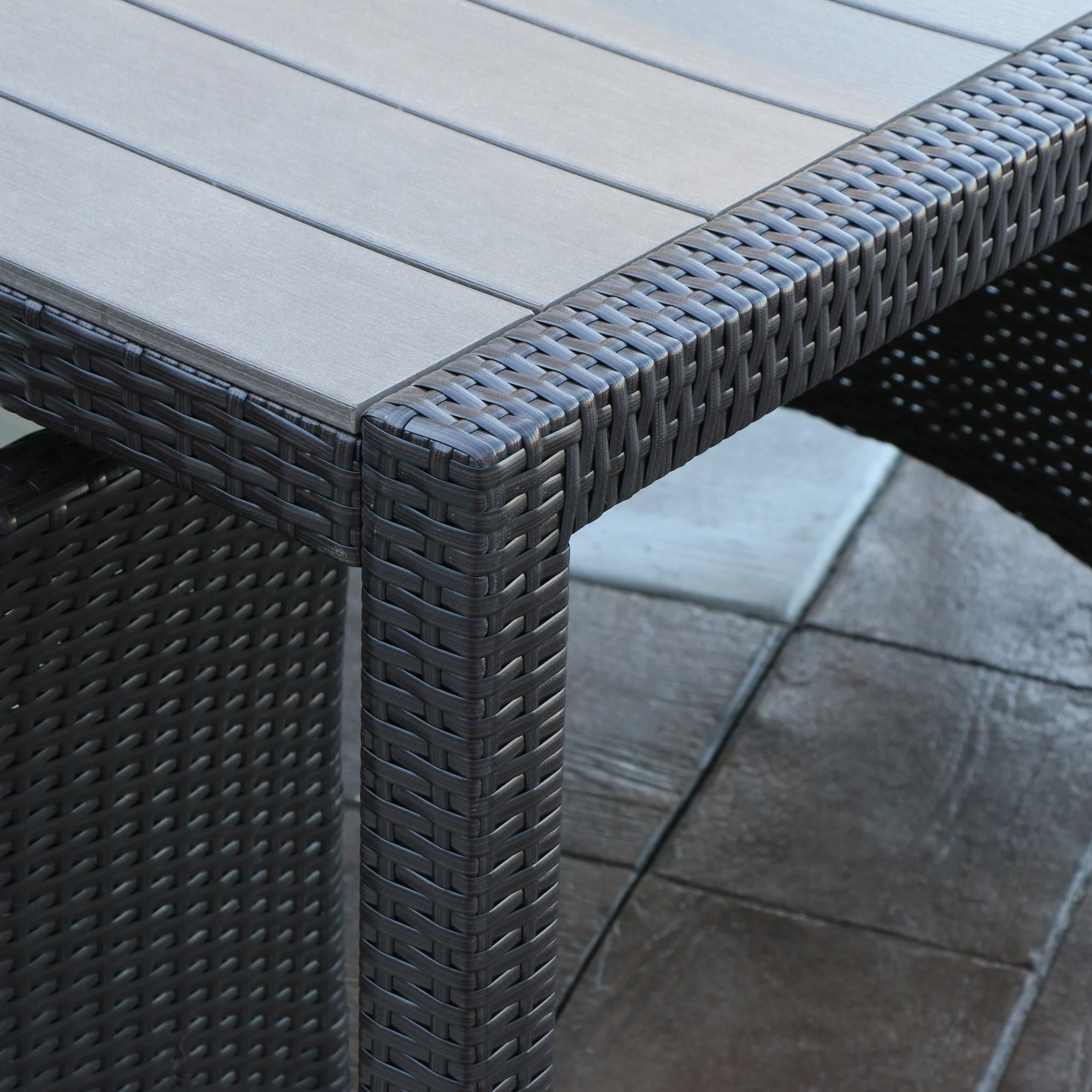 DISCO angelo:HOME Rattan Patio Dining Table - Brown